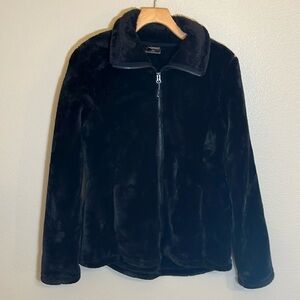 32 Degrees Black Fuzzy Cozy Zip Jacket